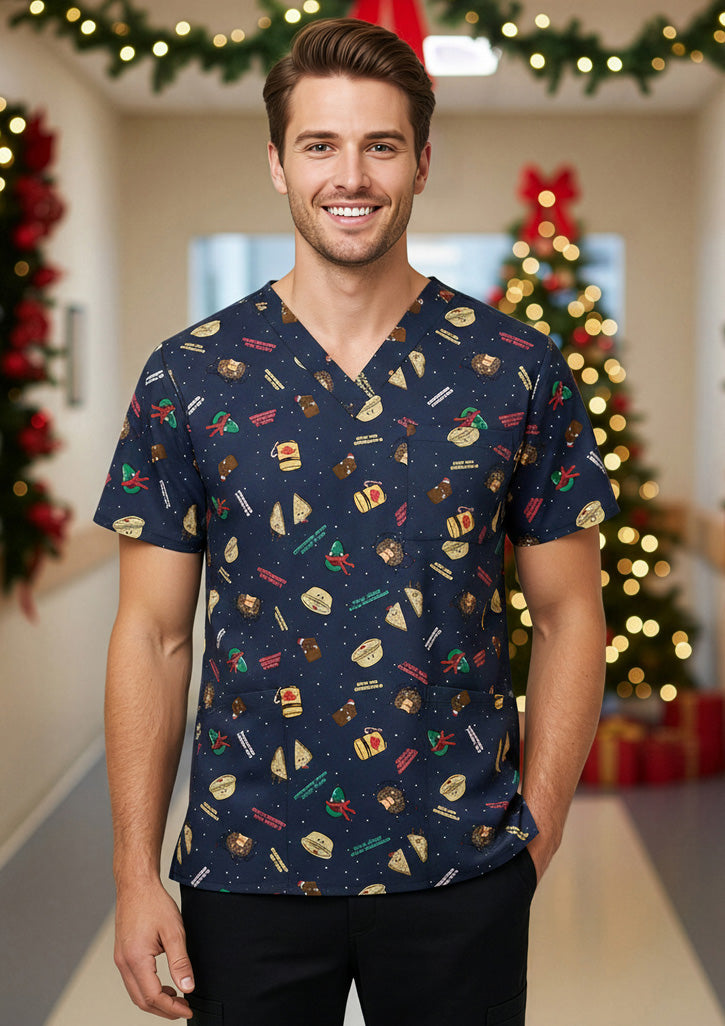 BIZ CARE Unisex Christmas Scrub Top C603U