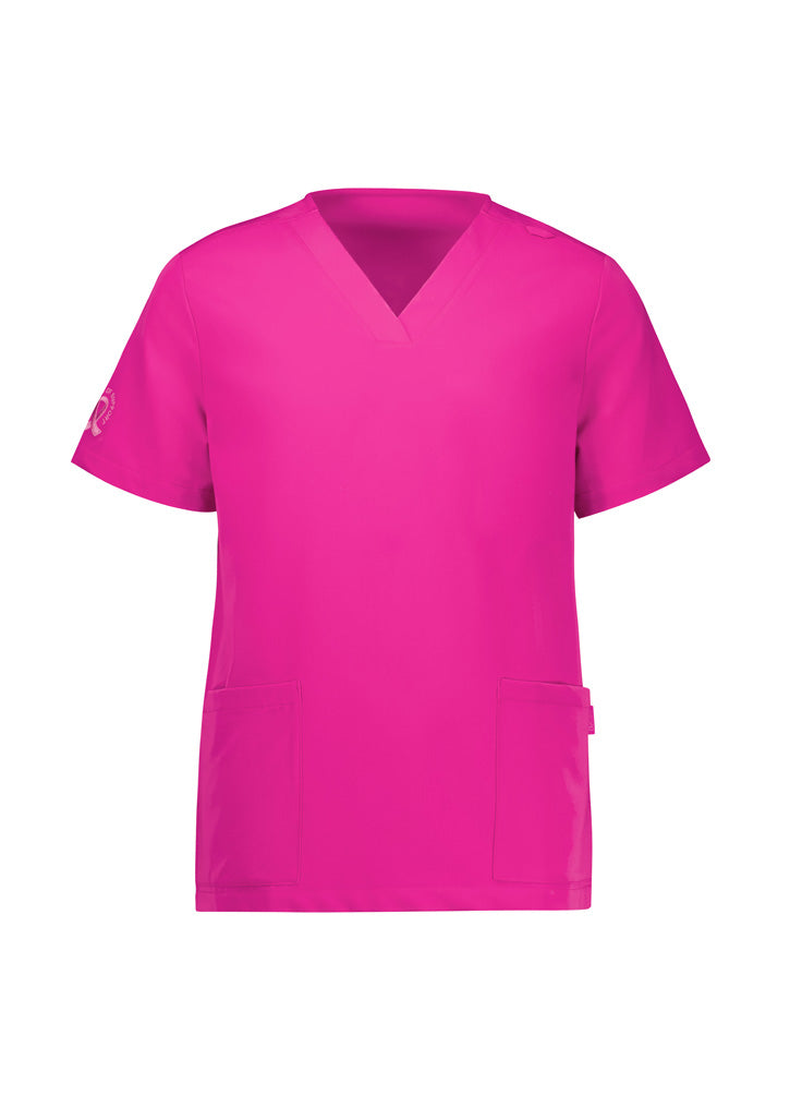 BIZ CARE Womens Pink V-Neck Scrub Top CST245LS