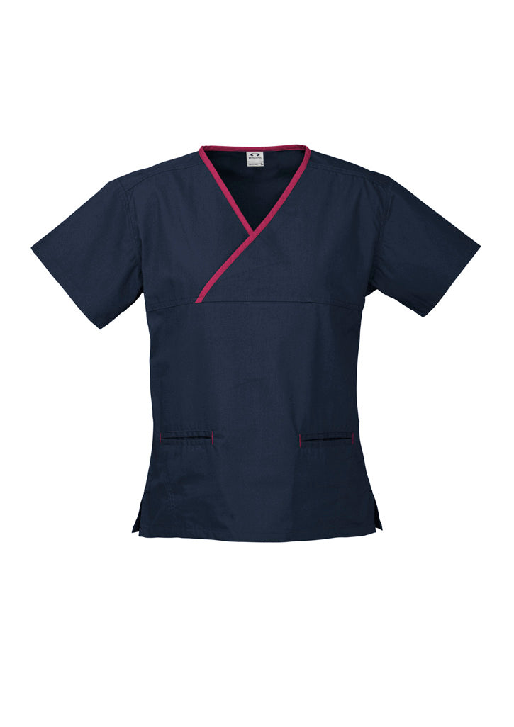 BIZ COLLECTION Womens Contrast Scrub Top H10722