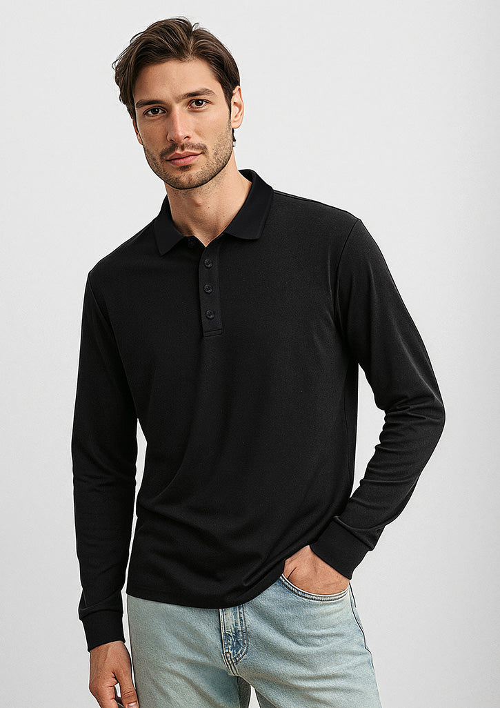 BIZ COLLECTION Mens Action Long Sleeve Polo P206ML