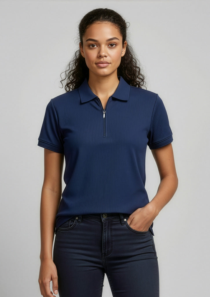 BIZ COLLECTION Womens Micro Waffle Short Sleeve Polo P3325