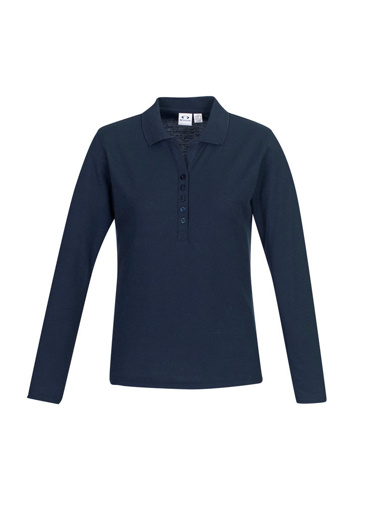 BIZ COLLECTION Womens Crew Long Sleeve Polo P400LL