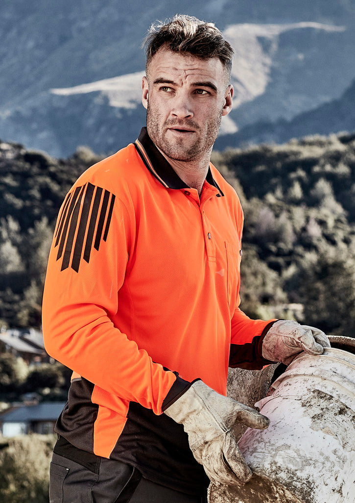 SYZMIK Mens Hi Vis Flux Long Sleeve Polo ZH310