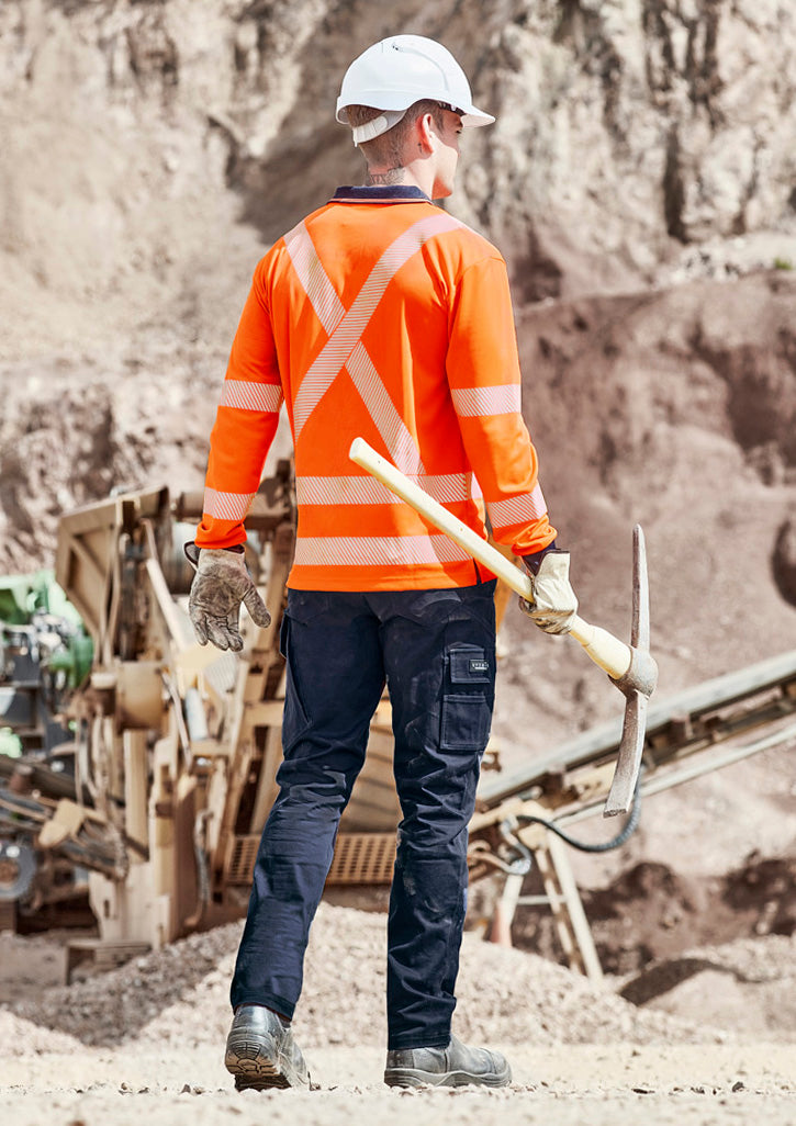 SYZMIK Unisex Hi Vis X Back NSW Rail Long Sleeve Polo ZH690