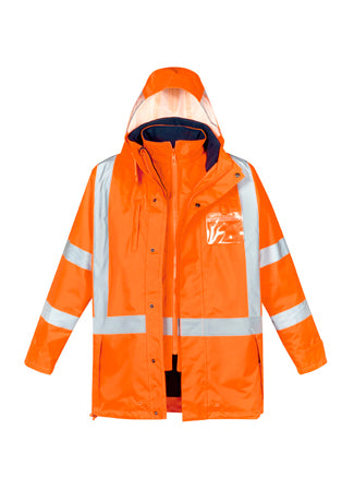 SYZMIK Mens Hi Vis X Back 4 In 1 Waterproof Jacket ZJ616
