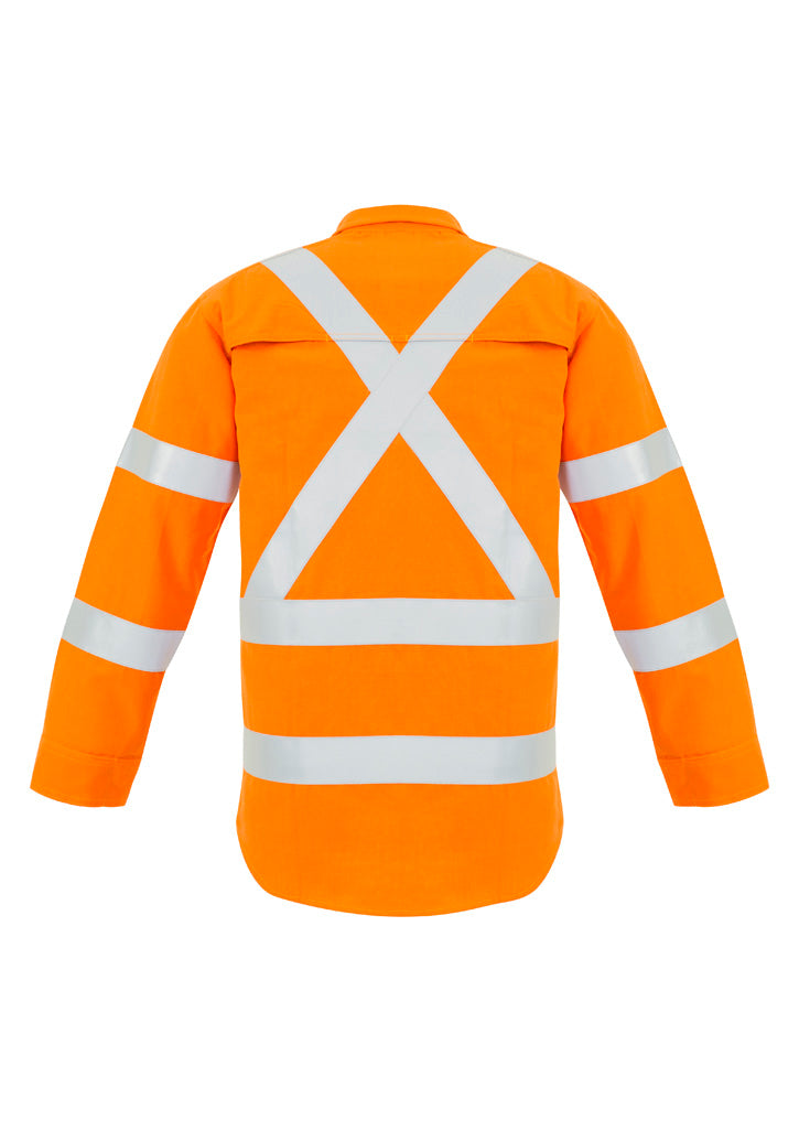 SYZMIK Mens Red Flame Hi Vis X Back Shirt ZW137