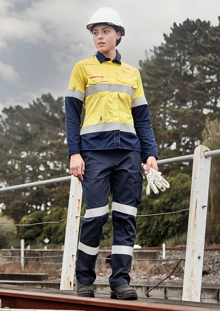 SYZMIK Womens Orange Flame Lightweight Ripstop Taped Shirt ZW170