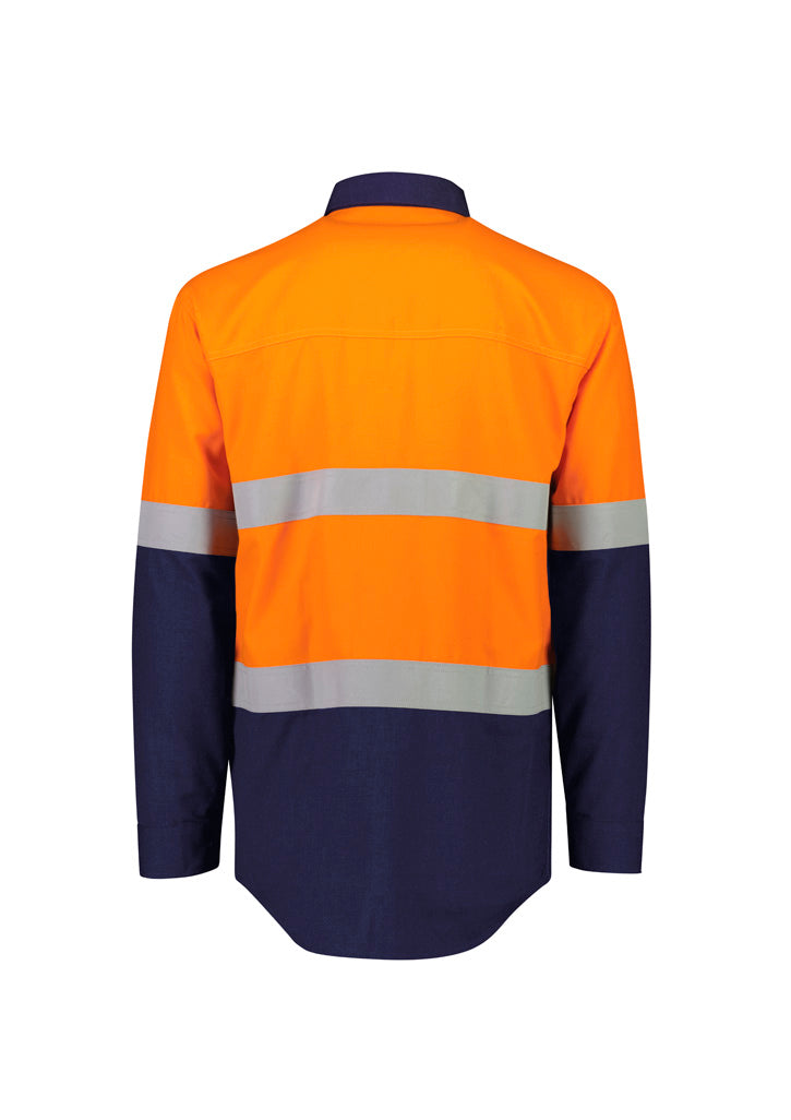 SYZMIK Mens Orange Flame Lightweight Ripstop Shirt - Hoop Taped ZW180