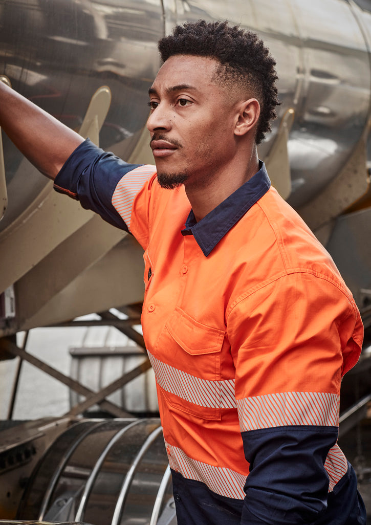 SYZMIK Mens Rugged Cooling Hi Vis Segmented Tape Long Sleeve Shirt ZW229