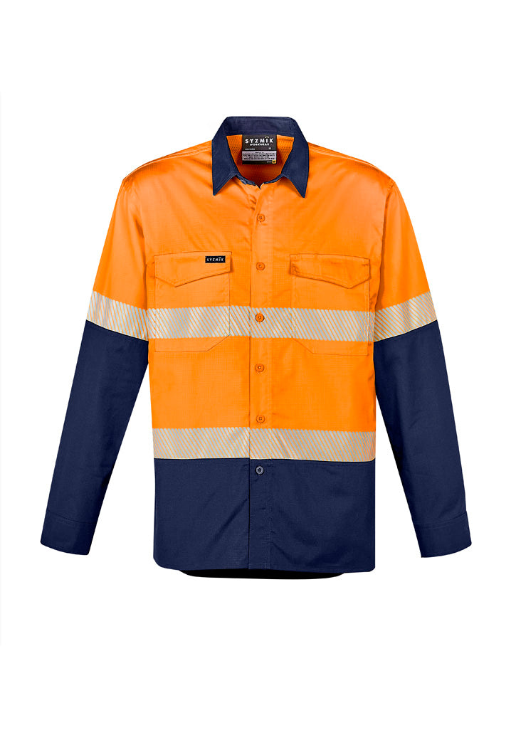 SYZMIK Mens Rugged Cooling Hi Vis Segmented Tape Long Sleeve Shirt ZW229