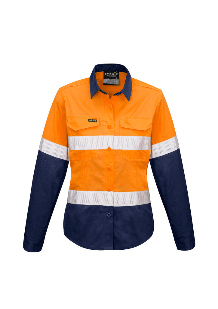 SYZMIK Womens Rugged Cooling Hi Vis Taped Long Sleeve Shirt ZW720