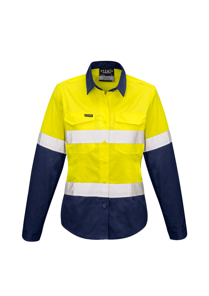 SYZMIK Womens Rugged Cooling Hi Vis Taped Long Sleeve Shirt ZW720