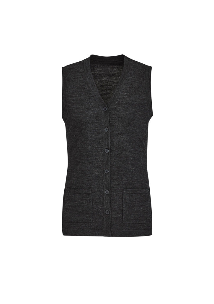 BIZ CARE Womens Button Front Knit Vest CK961LV
