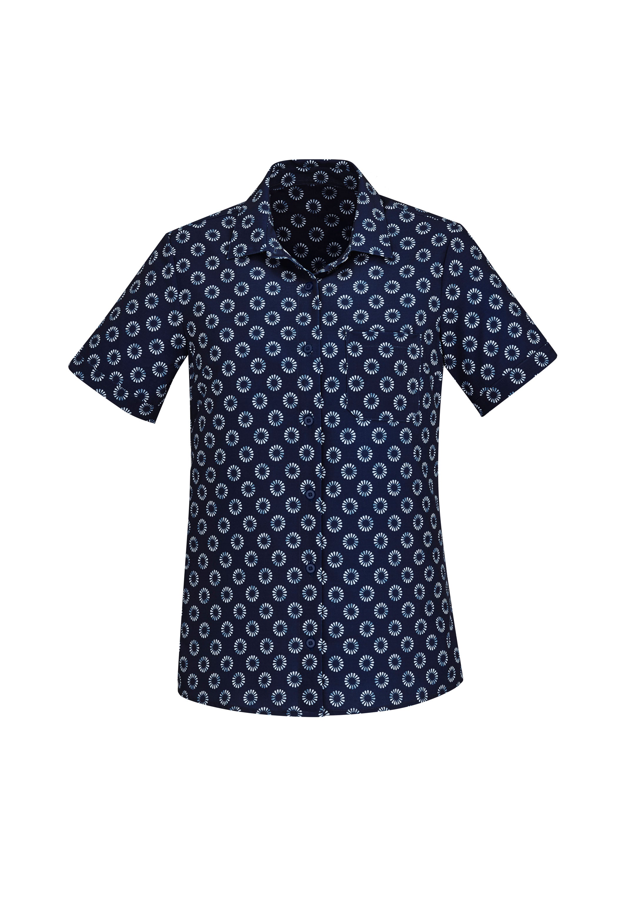 BIZ CARE Womens Florence Daisy Print Short Sleeve Shirt CS948LS