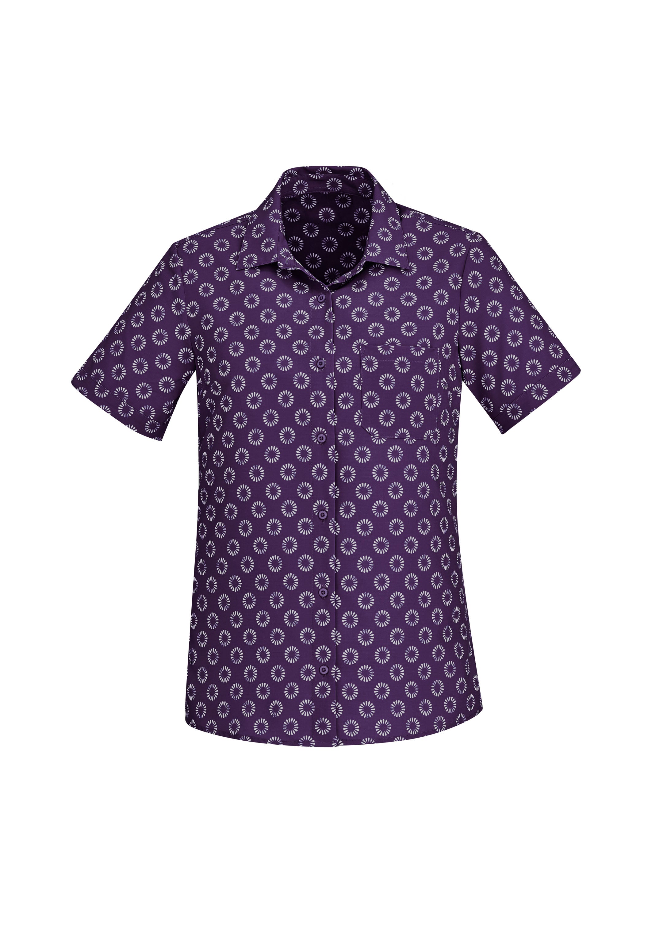 BIZ CARE Womens Florence Daisy Print Short Sleeve Shirt CS948LS