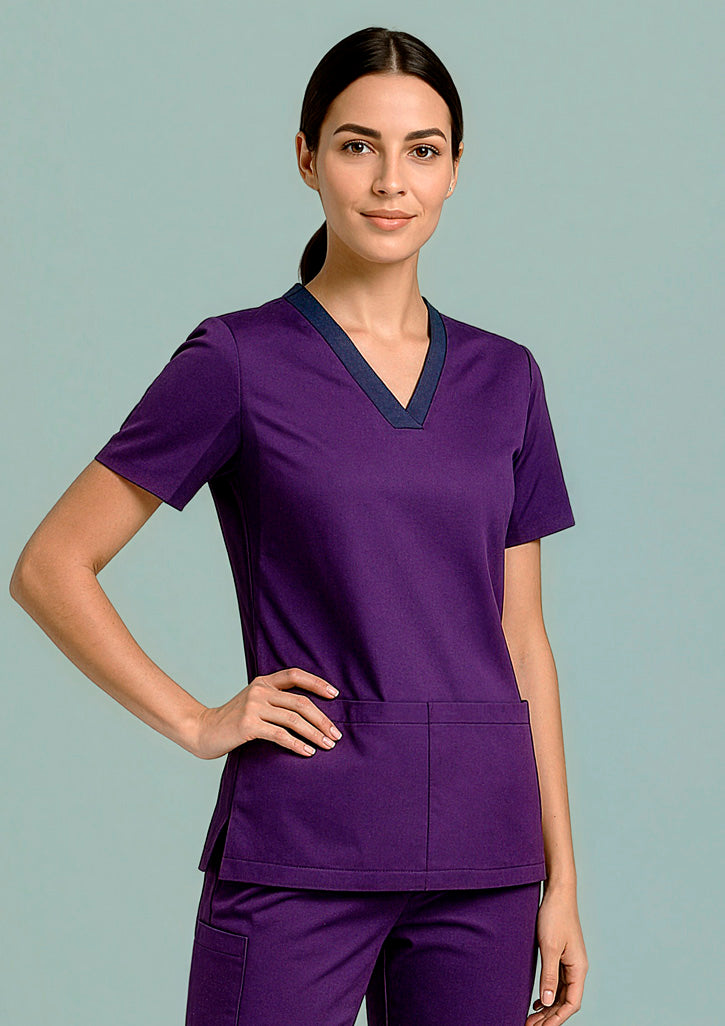 BIZ CARE Womens Riley Stretch Scrub Top CST043LS