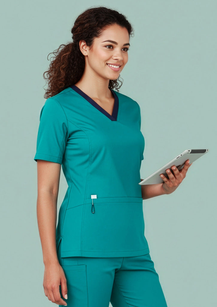 BIZ CARE Womens Riley Stretch Scrub Top CST043LS