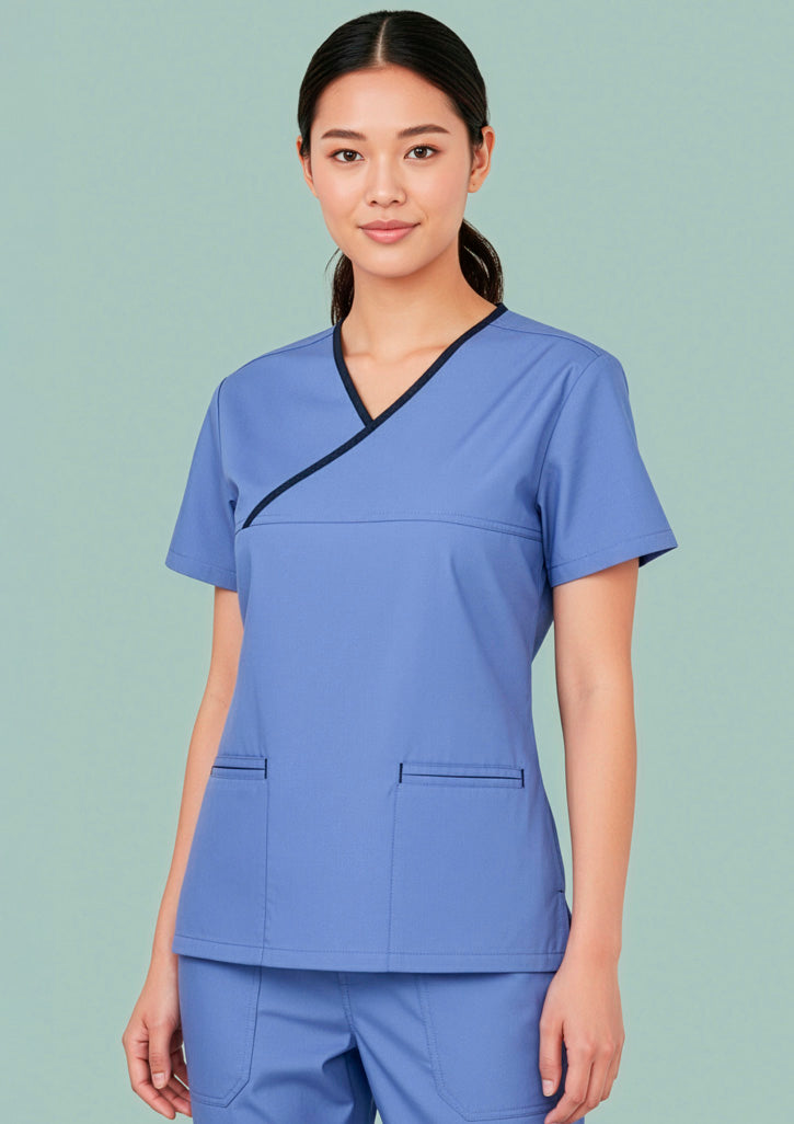 BIZ COLLECTION Womens Contrast Scrub Top H10722