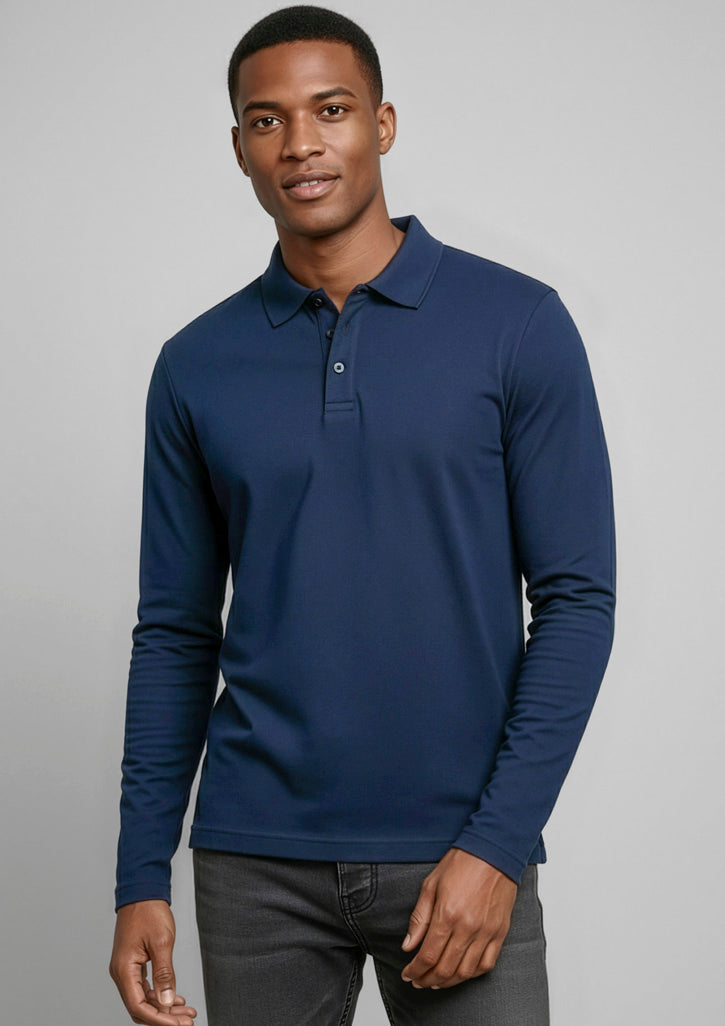 BIZ COLLECTION Mens Crew Long Sleeve Polo P400ML
