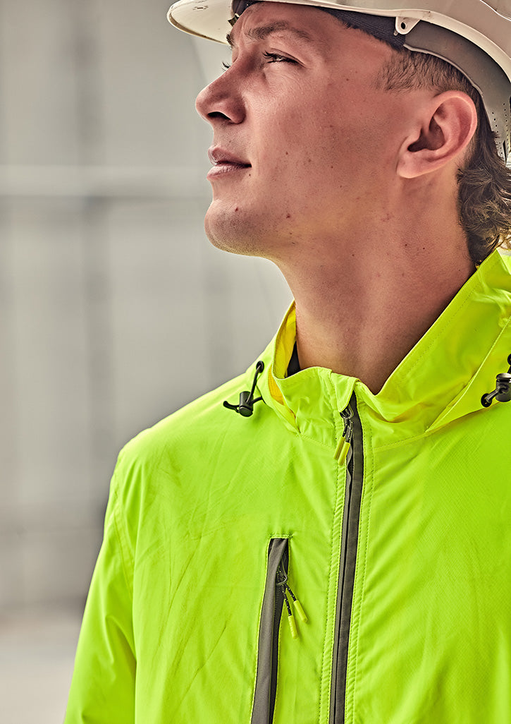 SYZMIK Unisex Super Light Segmented Tape Packable Rain Jacket ZJ560