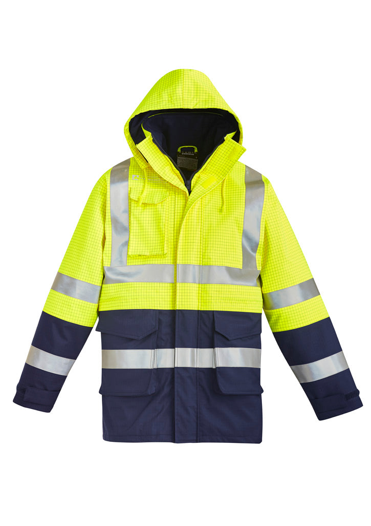 SYZMIK Mens Orange Flame Arc Rated Antistatic Waterproof Jacket ZJ900