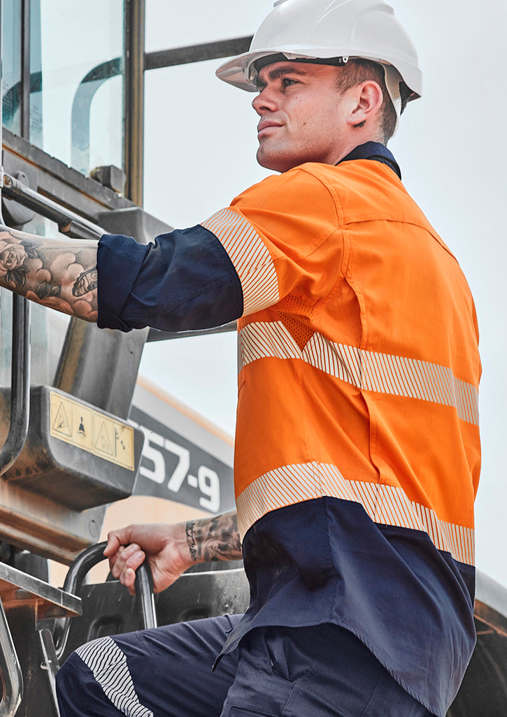 SYZMIK Mens Rugged Cooling Hi Vis Segmented Tape Long Sleeve Shirt ZW229