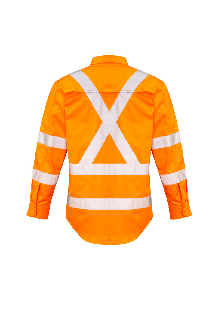 SYZMIK Mens Hi Vis X Back NSW Rail Taped Shirt ZW690